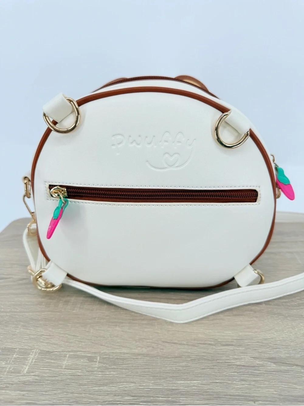 Pwuffy Strawberry Fruit Cow Ita Bag Convertible Mini Backpack Crossbody Purse